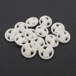 Lot (13) Vintage Czech pierced Edelweiss uranium flower glass buttons 23mm