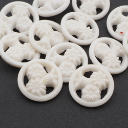 Lot (13) Vintage Czech pierced Edelweiss uranium flower glass buttons 23mm