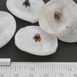 Lot (6) rare Vintage 1920's Czech geometric floral white satin glass buttons 31mm