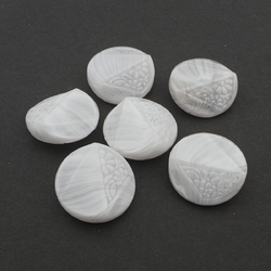 Lot (6) rare Vintage 1920's Czech geometric floral white satin glass buttons 31mm