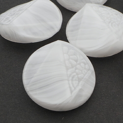 Lot (6) rare Vintage 1920's Czech geometric floral white satin glass buttons 31mm