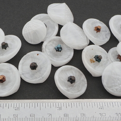 Lot (17) rare Vintage 1920's Czech geometric floral white satin glass buttons