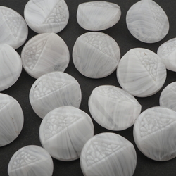 Lot (17) rare Vintage 1920's Czech geometric floral white satin glass buttons