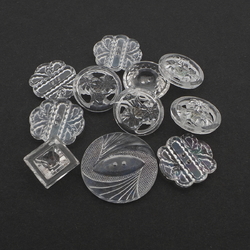 Lot (11) Czech 1920s vintage crystal clear glass buttons geometric floral Edelweiss
