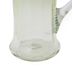 Antique 1850's Czech green crystal bicolor mouth blown glass water pitcher jug