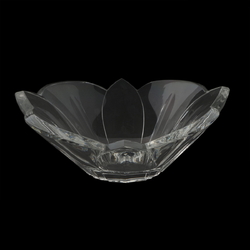 Vintage Czech crystal glass fruit salad bowl lotus flower waterlily design centre piece
