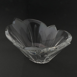 Vintage Czech crystal glass fruit salad bowl lotus flower waterlily design centre piece