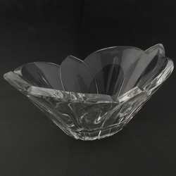 Vintage Czech crystal glass fruit salad bowl lotus flower waterlily design centre piece