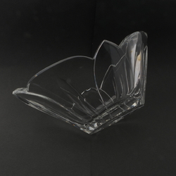 Vintage Czech crystal glass fruit salad bowl lotus flower waterlily design centre piece