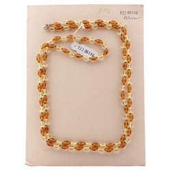 Long Vintage Czech necklace topaz yellow oval glass beads 48"