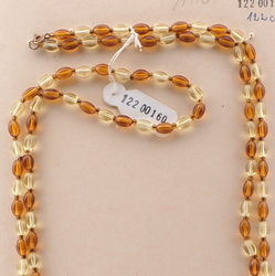 Long Vintage Czech necklace topaz yellow oval glass beads 48"