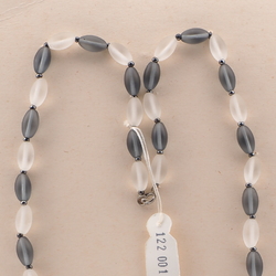 Vintage Czech necklace frost clear green oval glass beads 24"