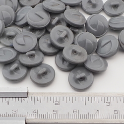 Lot (43) vintage Czech geometric grey glass buttons 13mm