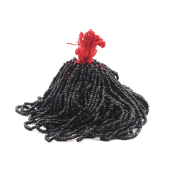 Hank (11500) antique Czech jet black faceted glass seed beads 16 bpi - kopie