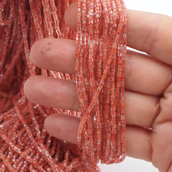 Master Hank crystal pink lined hexagon faceted seed glass beads 14/0 Vintage Czech