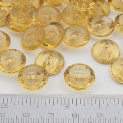 Lot (39) vintage Czech transparent topaz faceted glass buttons 13mm