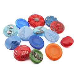 Lot (14) vintage Czech 1930's geometric floral glass buttons 