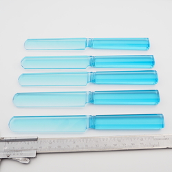 Set (5) antique Czech blue glass butter knives