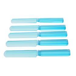 Set (5) antique Czech blue glass butter knives