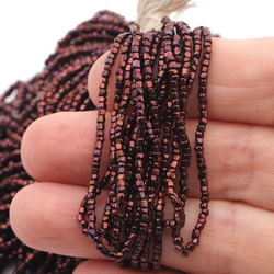 Hank antique Czech metallic Purple faceted cut glass seed beads 12/0