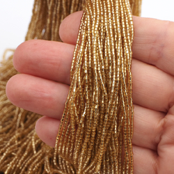 Master Hank gold Lined bugle seed glass beads 230g 17/0 Vintage Czech