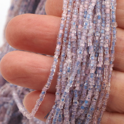 Master Hank crystal pink blue lined hexagon faceted seed glass beads 12/0 Vintage Czech