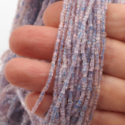 Master Hank crystal pink blue lined hexagon faceted seed glass beads 12/0 Vintage Czech
