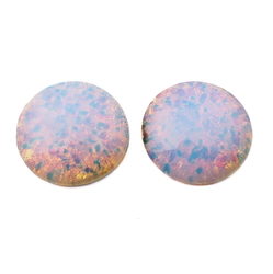 Lot (2) large Czech vintage foil marble fire opal oval Harlequin glass cabochons 35mm