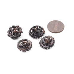 Lot (4) Victorian 1860's Czech pierced openwork jet black cabochon glass buttons