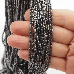 Master Hank Black Metallic lustre faceted cut seed glass beads 12/0 Vintage Czech