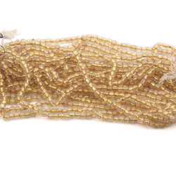 Hank Clear Gold lined English cut glass beads 4 mm 60g Vintage Czech 