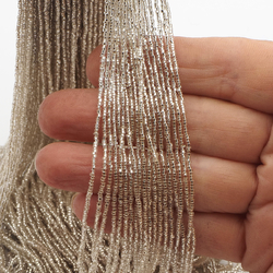 Master Hank SILVER lined micro bugle seed glass beads 17/0 135g Vintage Czech