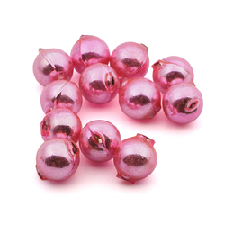 Lot (12) Czech round blown mercury glass Pink Christmas garland beads 20mm