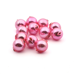 Lot (12) Czech round blown mercury glass Pink Christmas garland beads 20mm