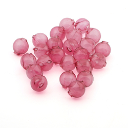 Lot (24) Czech transparent pink round blown glass Christmas garland beads 18mm