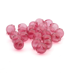 Lot (24) Czech transparent pink round blown glass Christmas garland beads 18mm