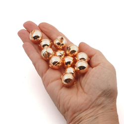 Lot (12) Czech round blown mercury glass champagne Christmas garland beads 18mm