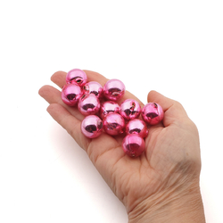 Lot (12) Czech round blown mercury glass Pink Christmas garland beads 18mm