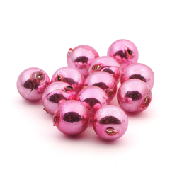 Lot (12) Czech round blown mercury glass Pink Christmas garland beads 18mm