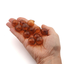 Lot (12) Czech transparent Brown round blown glass Christmas garland beads 18mm