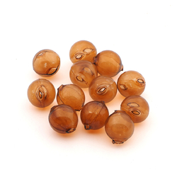 Lot (12) Czech transparent Brown round blown glass Christmas garland beads 18mm