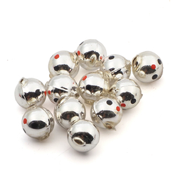 Lot (12) Czech silver round Face blown mercury glass Christmas garland beads 18mm