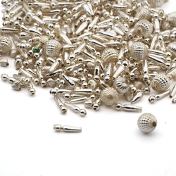 hollow silver lined glass beads Mixed lot 44 grams variety sizes shapes 17 mm Vintage Czech Long Stick blown