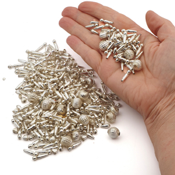 hollow silver lined glass beads Mixed lot 44 grams variety sizes shapes 17 mm Vintage Czech Long Stick blown