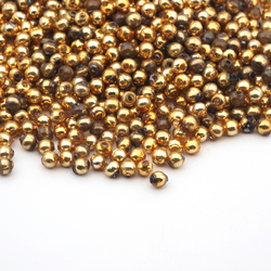 Lot 190g Czech round blown mercury glass gold Christmas garland beads 6 mm