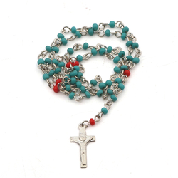 rosary crucifix Doll size pocket purse 8" Czech vintage miniature glass beaded religious  - kopie