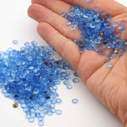 Lot 630g Czech vintage round sapphire blue flatback glass rhinestones 5 mm