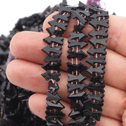 Victorian Antique faceted Black arrow shape flat back glass beads Master Hank 11.5 mm 245g 