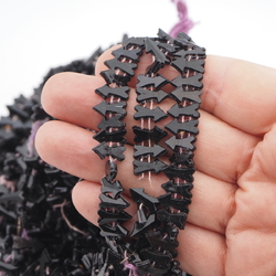 Victorian Antique faceted Black arrow shape flat back glass beads Master Hank 11.5 mm 245g 