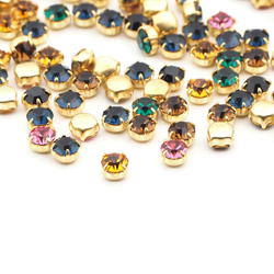 Lot 100 pcs 5 mm Vintage Round brass prong setting faceted rhinestones wedding design fancy chaton stones
